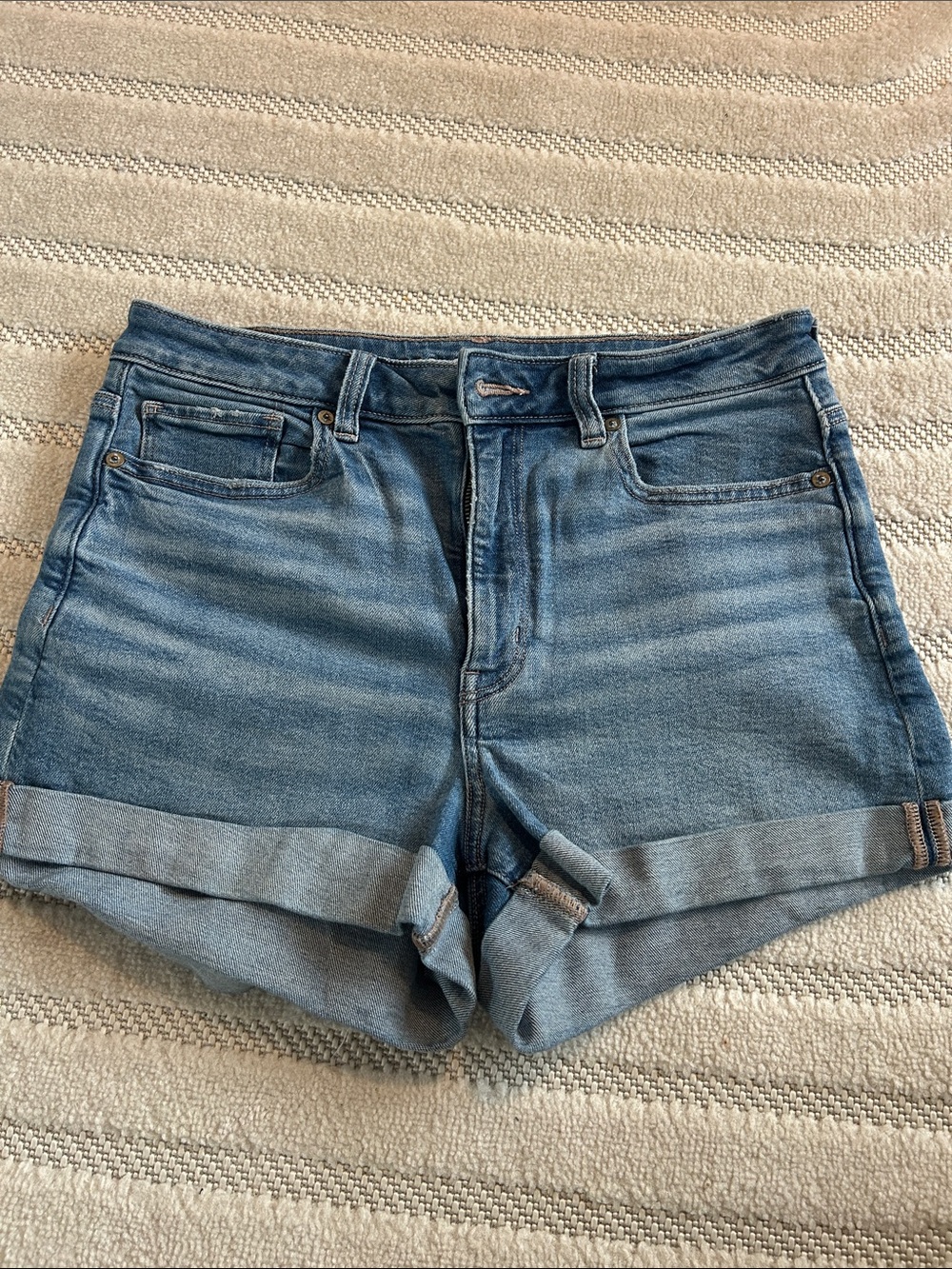 American Eagle Outfitters Light Blue Denim Roll-Cuff Shorts